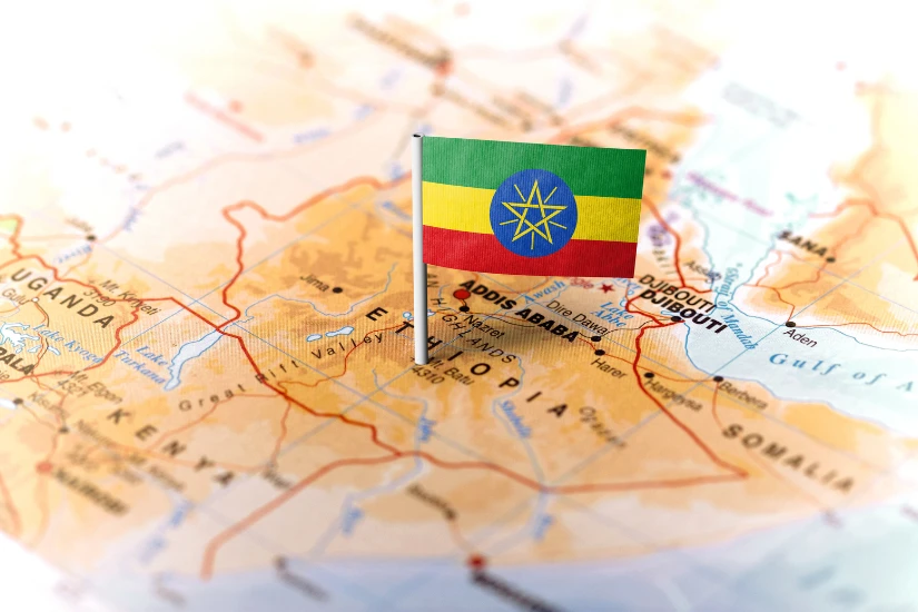 نقشه و پرچم اتیوپی